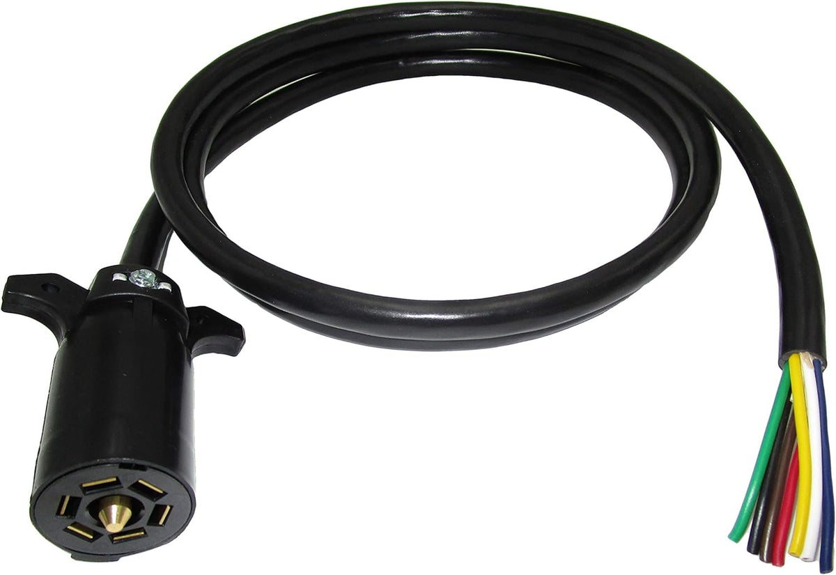 7 Way Trailer Plug Extension Cord Connector Assembly Heavy Duty (4' FT) Pack of 2 S600992