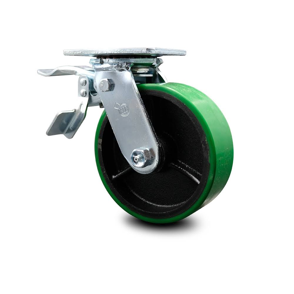 6" Poly on Cast Iron Caster - Swivel with Total Lock Brake Q1366