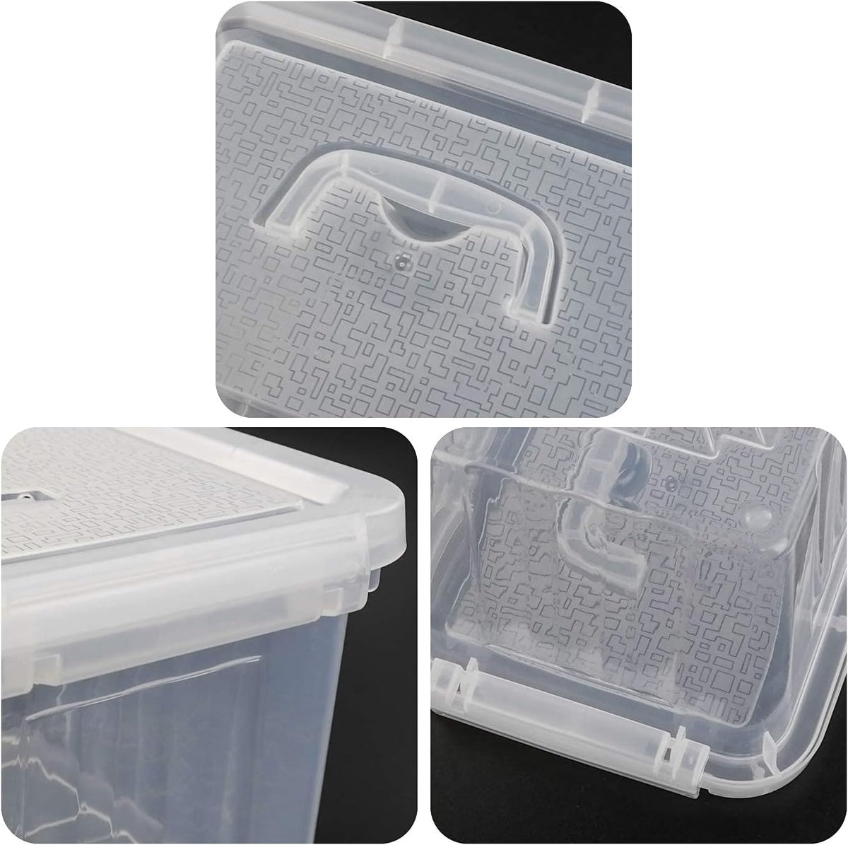6 L Clear Plastic Storage Box with Latch, 6 Packs D3809