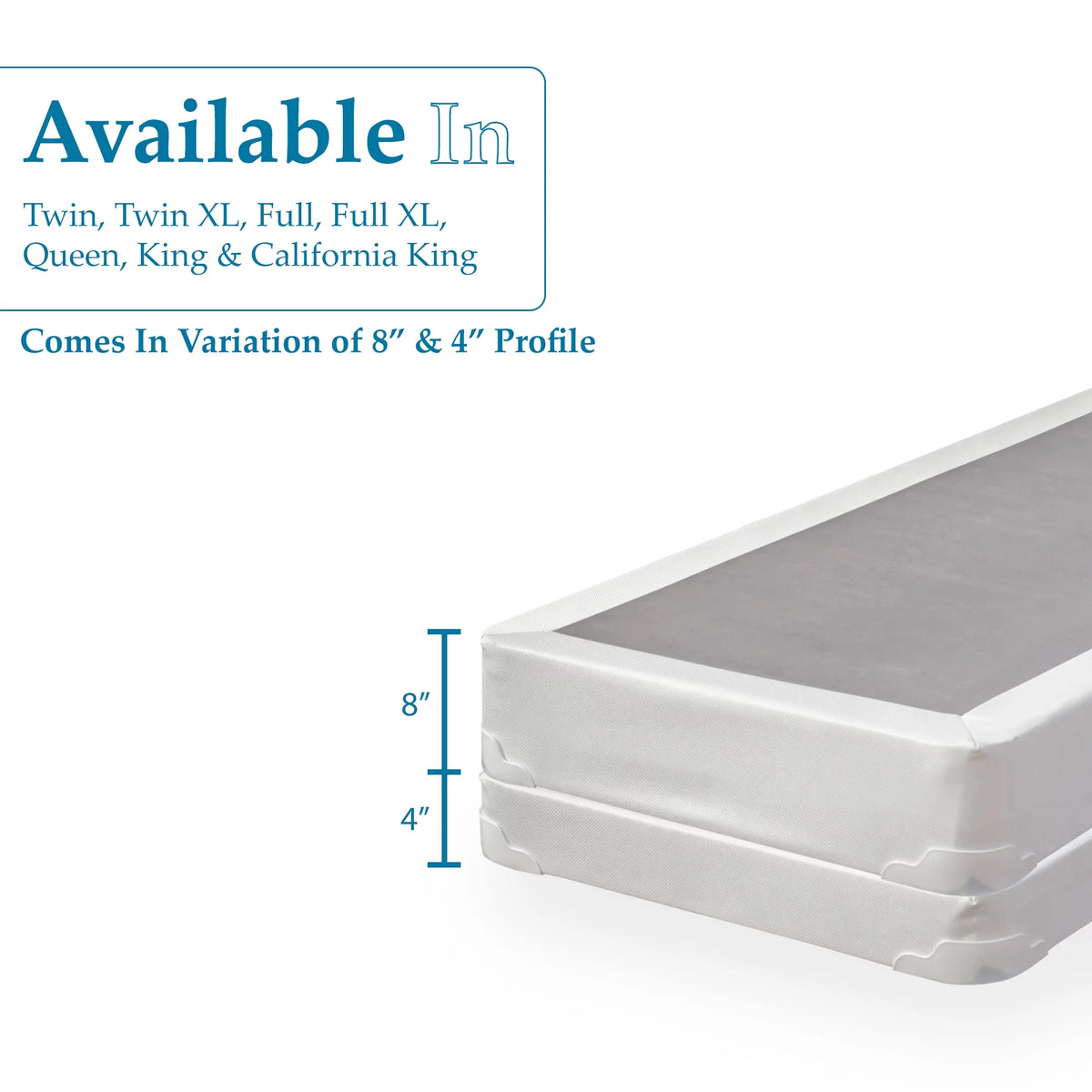 8" Split Wood Box Spring, King, White A5582