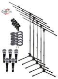 Telescoping Microphone Stand Package with Vocal Unidirectional Mics and XLR Cables (5 Pack) D56736
