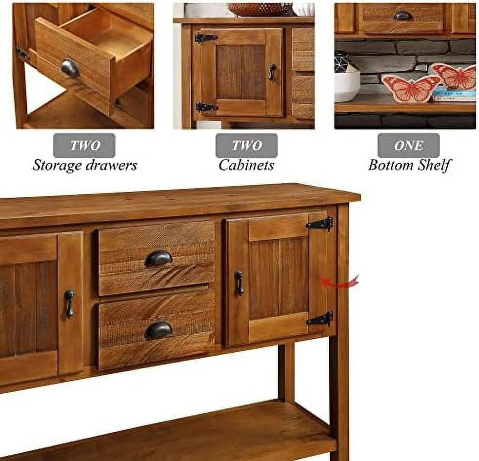 48 Inch Console Table with 2 Drawers and Cabinets Solid Wood Sideboard H508136