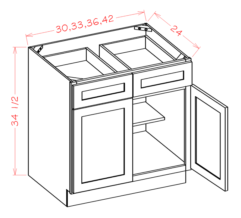 2 Doors 2 Drawers 1 Shelf Base Cabinet C3699