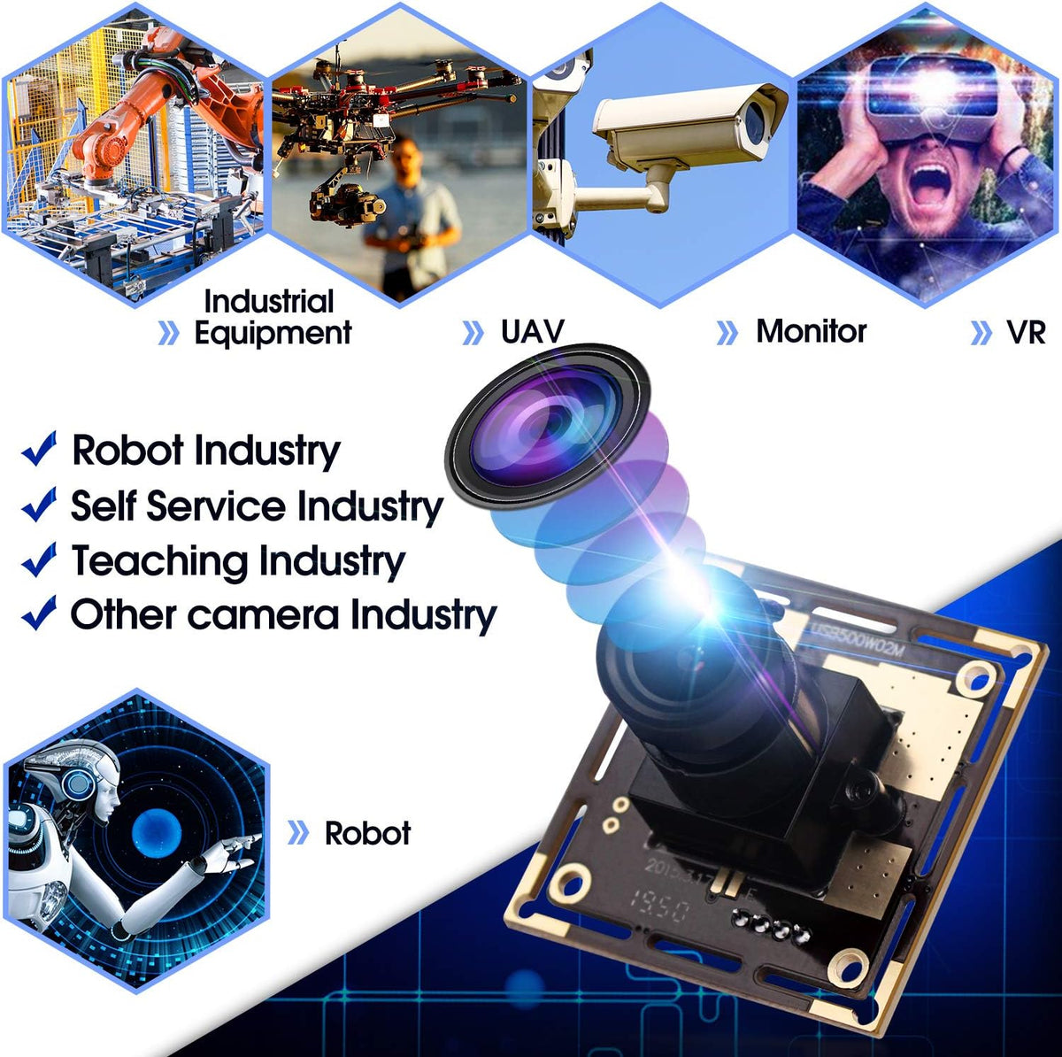 5 Megapixel USB Camera Module with CMOS OV5640 Sensor 3.6mm Lens B412