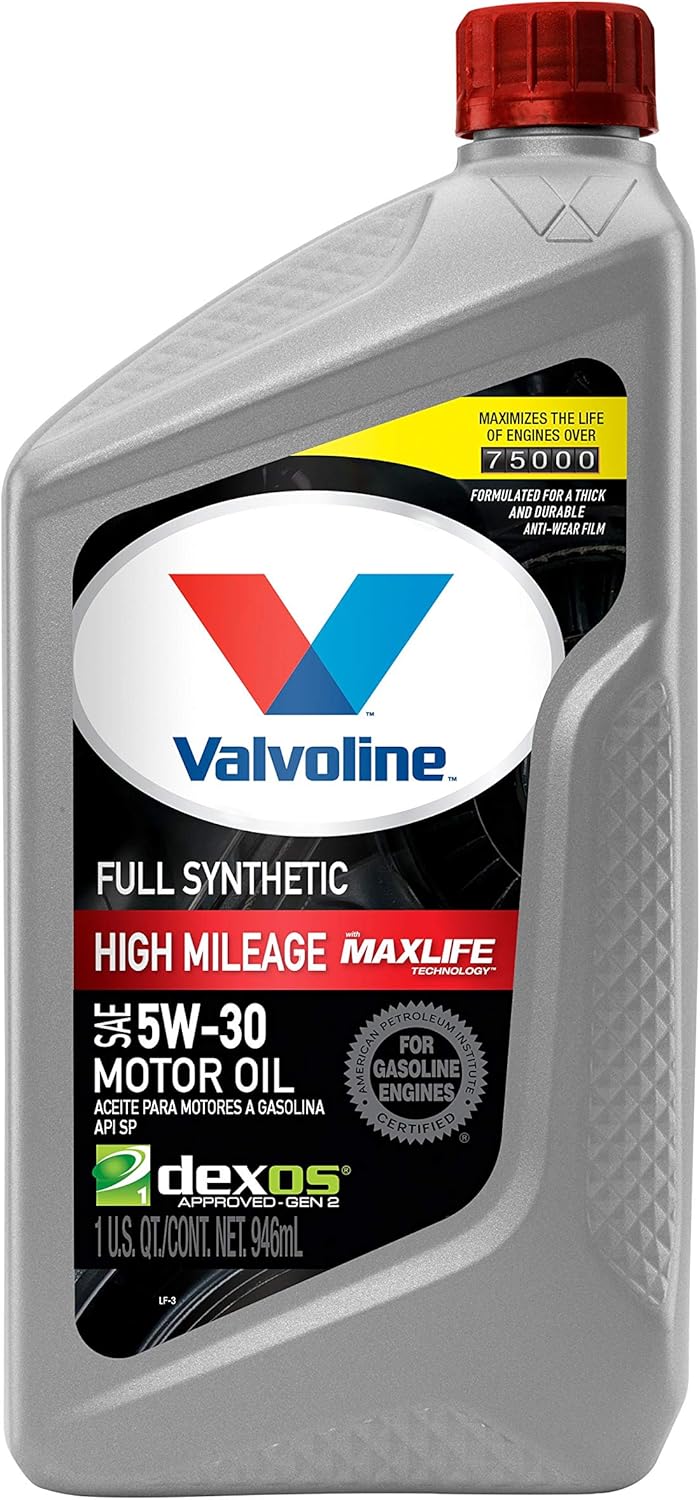 Full Synthetic High Mileage SAE 5W-30 Motor Oil 1 QT Case of 6 Pack of 2 I512