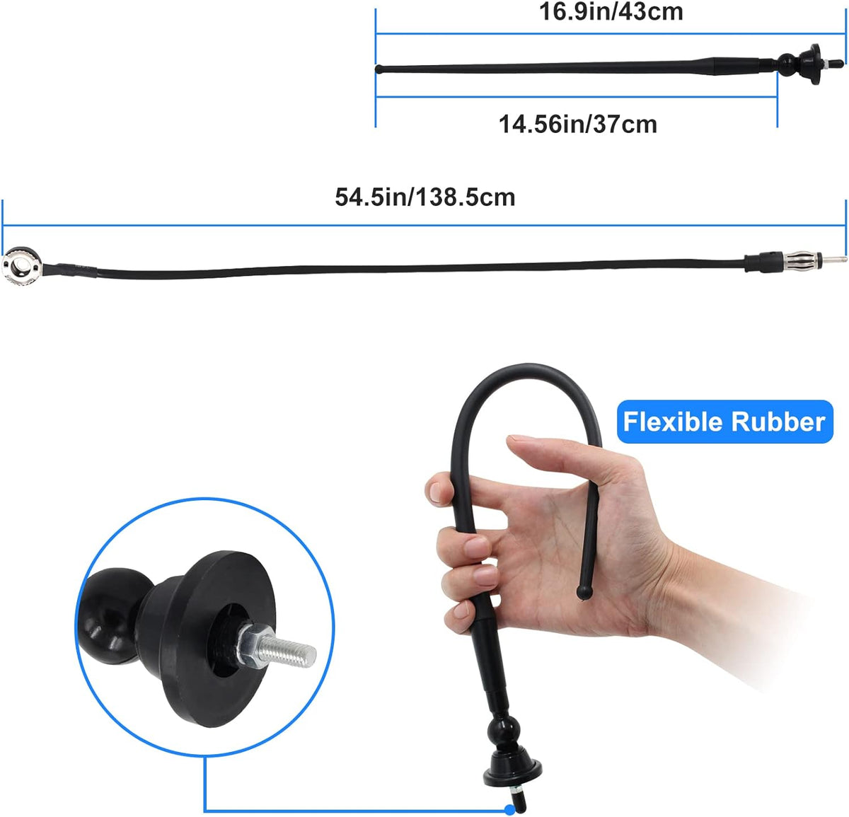 Marine Bluetooth Receiver AM FM Radio 4 inch Waterproof Speakers 2 Pairs Black Antenna D795