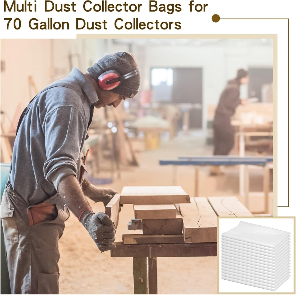 15 Pieces 39.37 x 31.5 Inch Plastic Clear Dust Collector Bags 70 Gallon W118