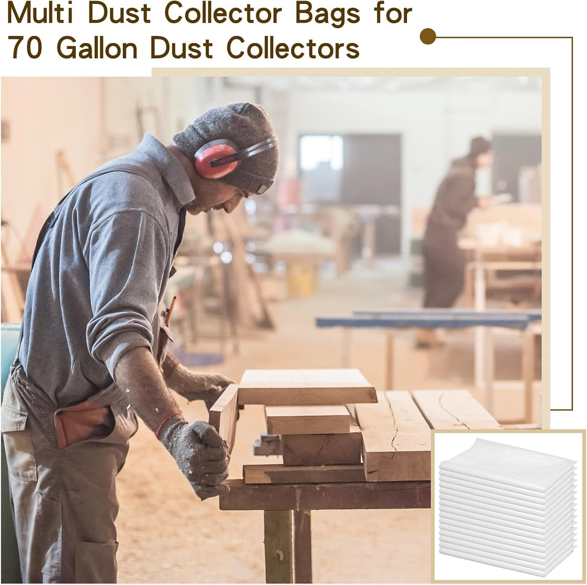 15 Pieces 39.37 x 31.5 Inch Plastic Clear Dust Collector Bags 70 Gallon W118