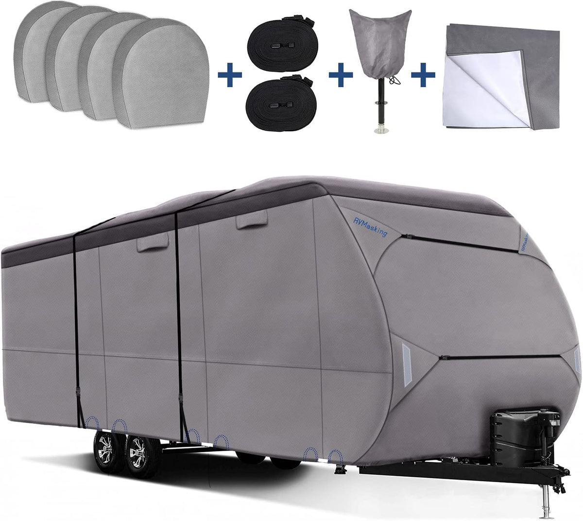 Waterproof 500D Travel Trailer Cover with 4 Tire Covers I752