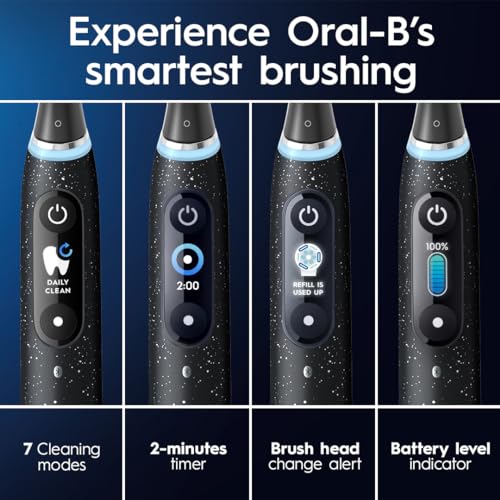 Black Rechargeable Electric Toothbrush with 4 Replacement Heads and Charging Travel Case T388