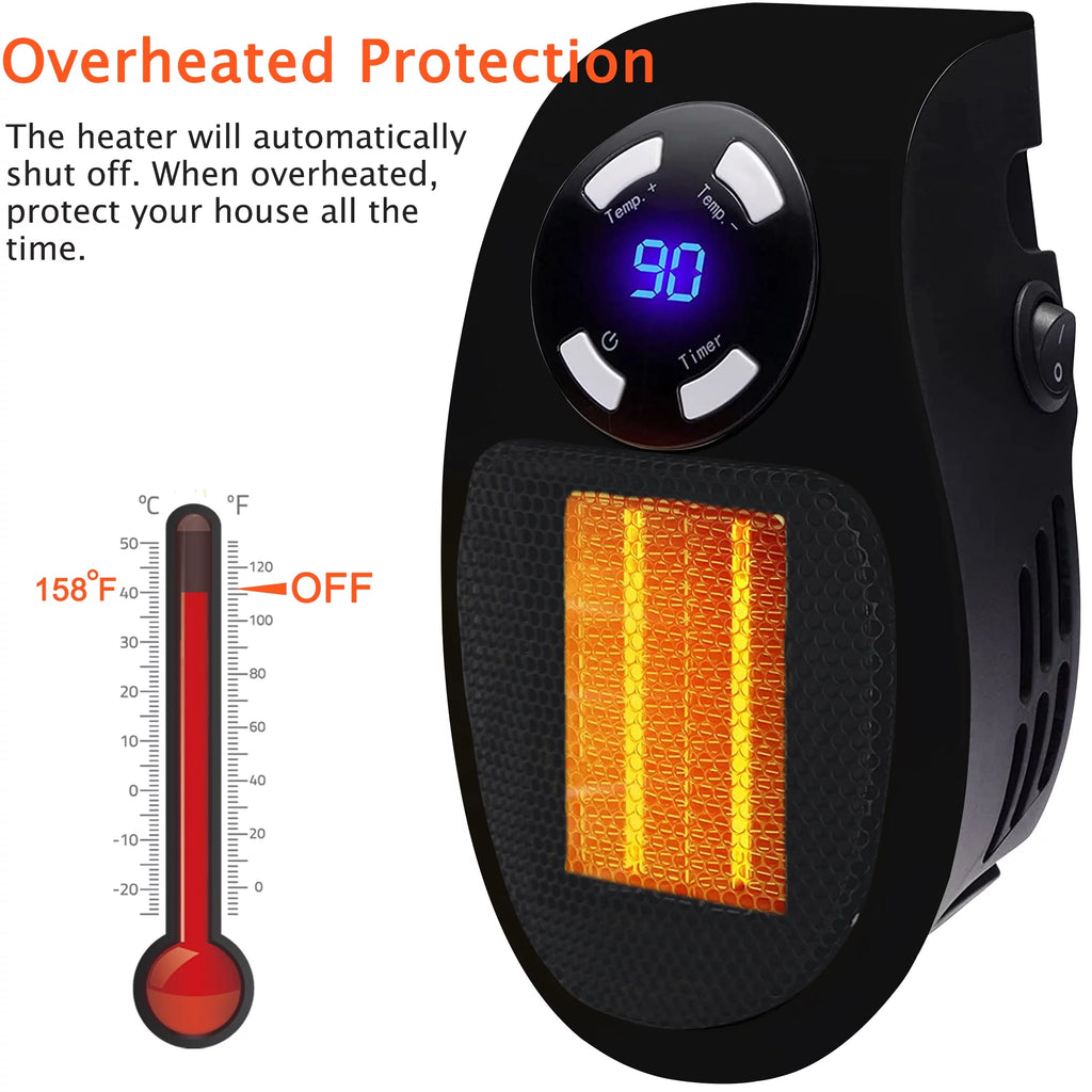 Wall Outlet Electric Space Heater with Adjustable Thermostat M33841