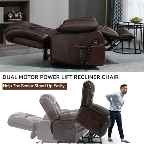 Black Leather Dual Motor Power Lift Recliner Chair G45131