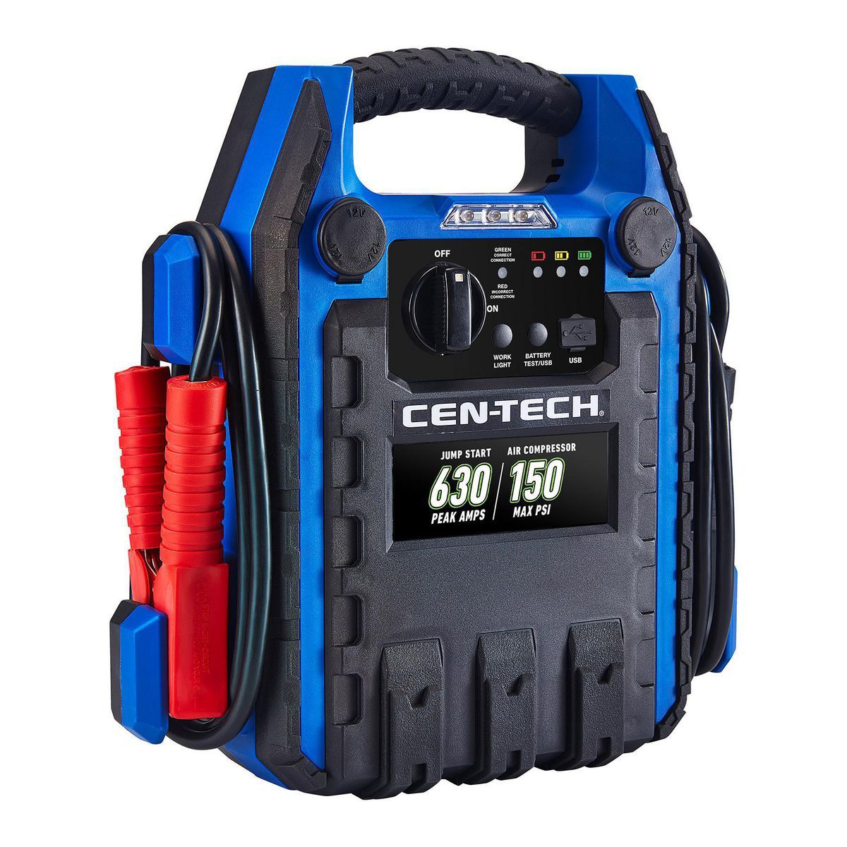630 Peak Amp Portable Car Battery Jump Starter with Air Compressor T371388
