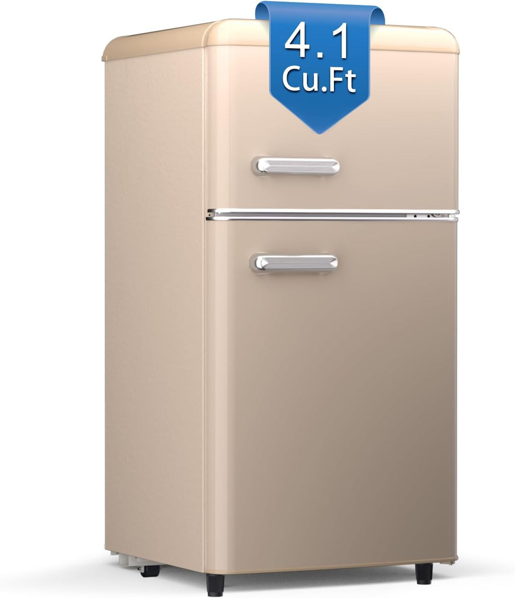 4.1 Cu. Ft. 2-Door Retro Mini Fridge with Freezer (Gold) H7704