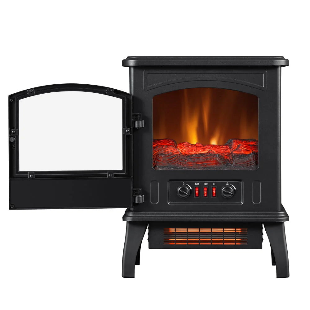 Black Infrared Quartz Electric Fireplace Stove Heater F8604