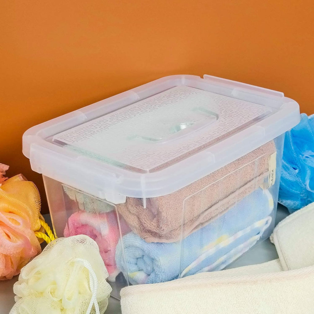 6 L Clear Plastic Storage Box with Latch, 6 Packs D3809