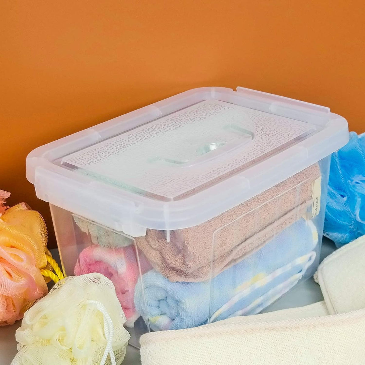 6 L Clear Plastic Storage Box with Latch, 6 Packs D3809