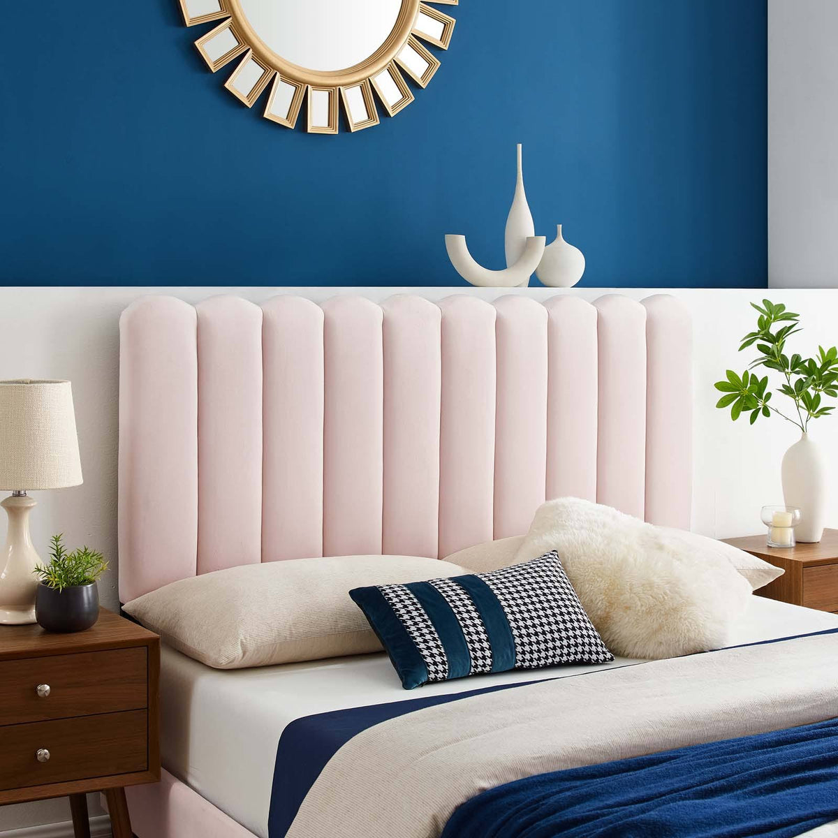Pink Velvet Full/Queen Headboard H4643