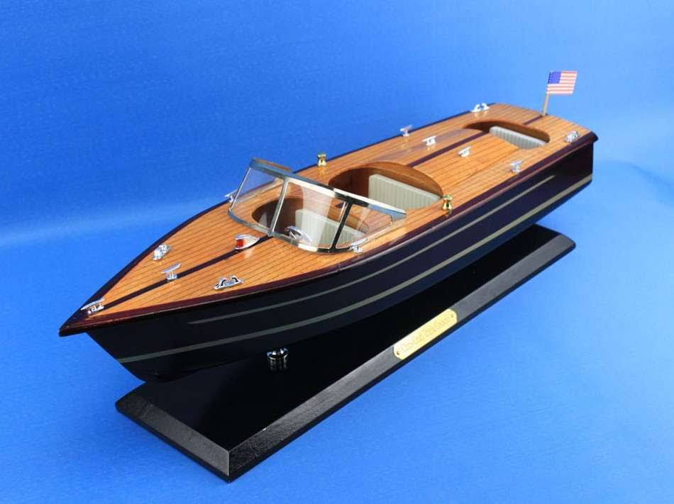Wooden Chris Craft Triple Cockpit Model Speedboat 20x22 D498831