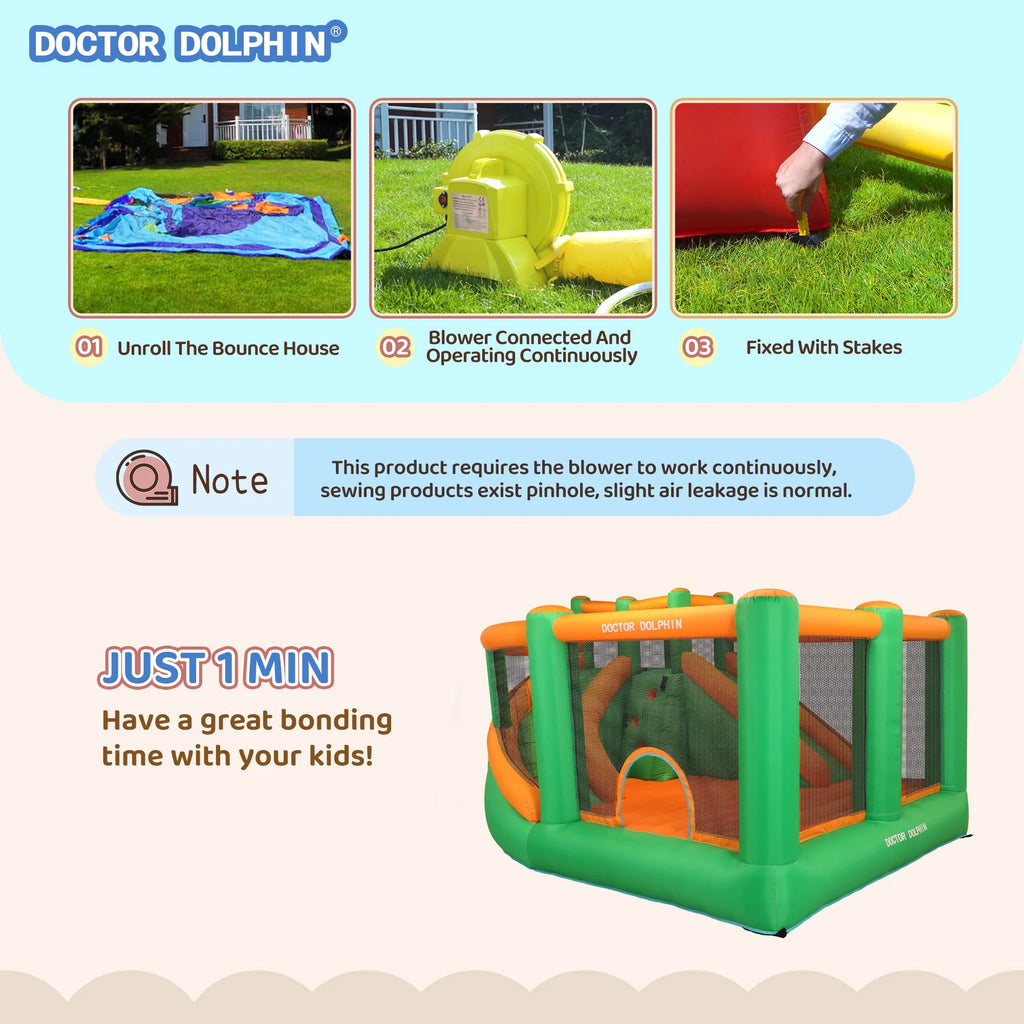 Inflatable Bounce House with Double Slide K649365