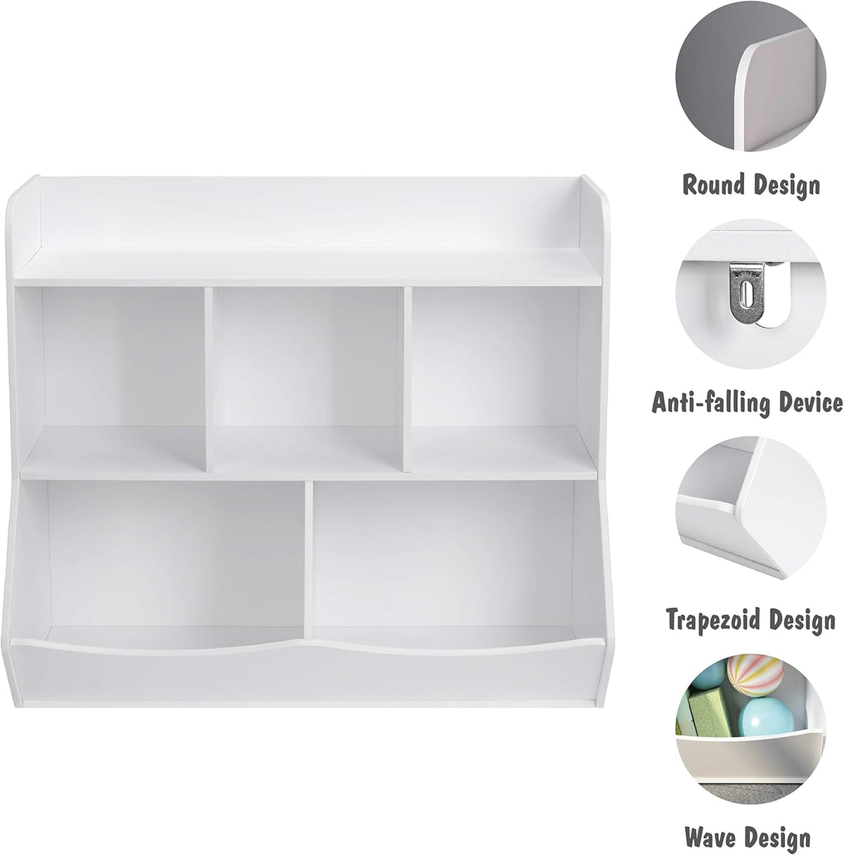 White Toy Storage Organizer with Bookcase A94881