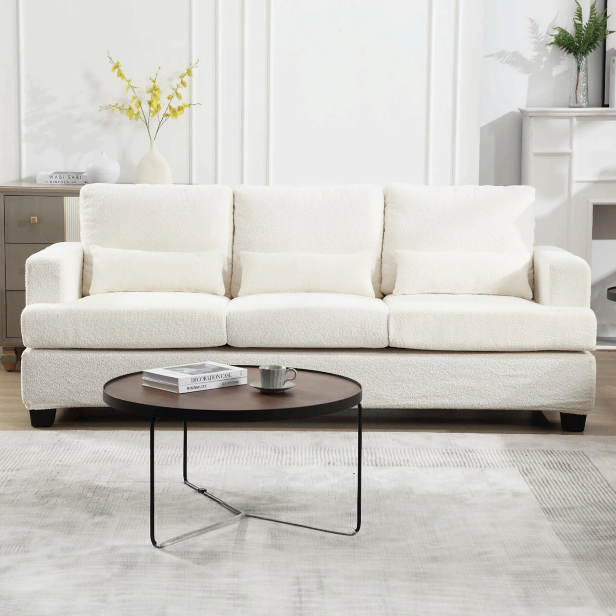 89" Boucle Upholstered 3 Seater Sofa U727583