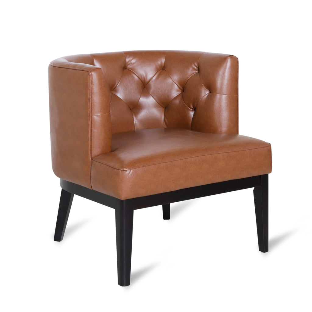 Cognac Brown and Dark Brown Faux Leather Tufted Club Chair W62094