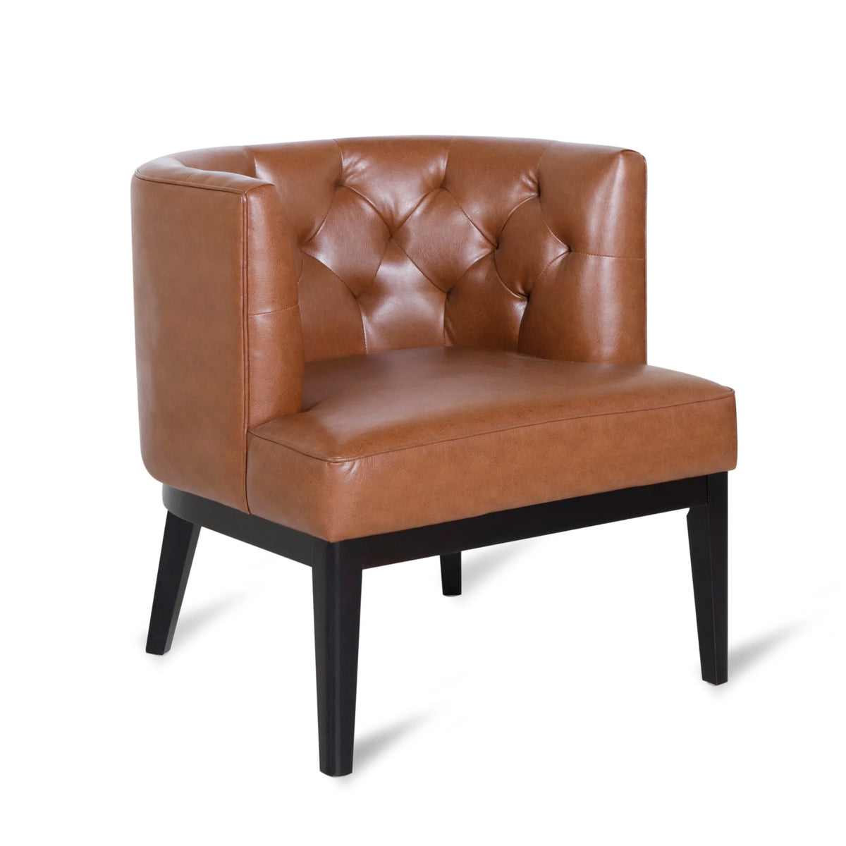 Cognac Brown and Dark Brown Faux Leather Tufted Club Chair W62094