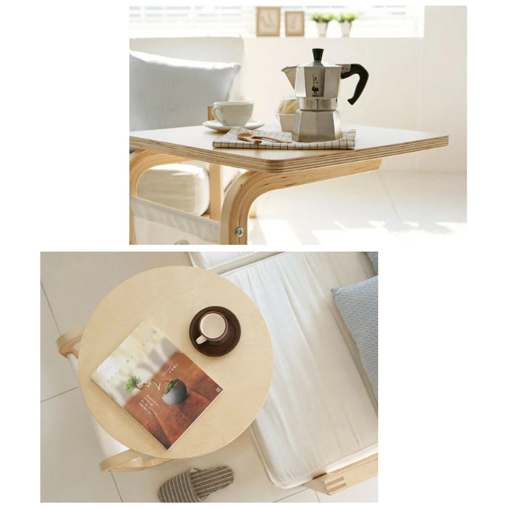 C-shaped Sofa End Side Table with Side Pocket Q9051
