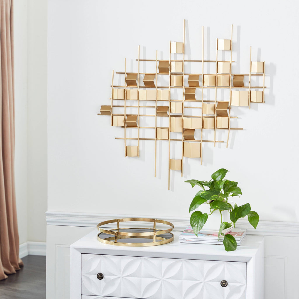 Abstract Angled Gold Metal Wall Decor A756435