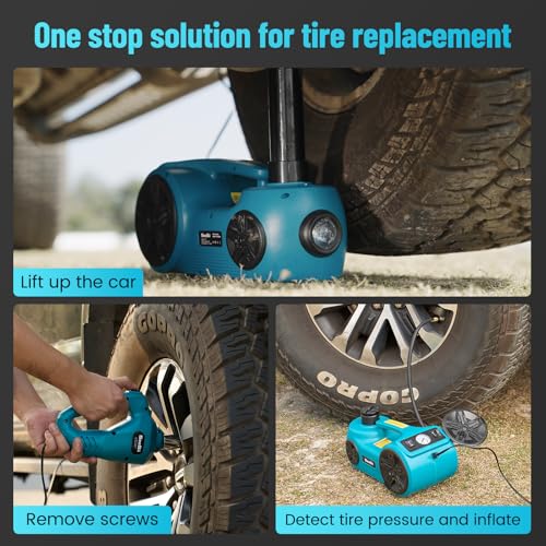 5 Ton 12V Hydraulic Electric Car Jack Kit with Impact Wrench and Tire Inflator Pump V395