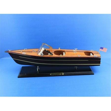 Wooden Chris Craft Triple Cockpit Model Speedboat 20x22 D498831