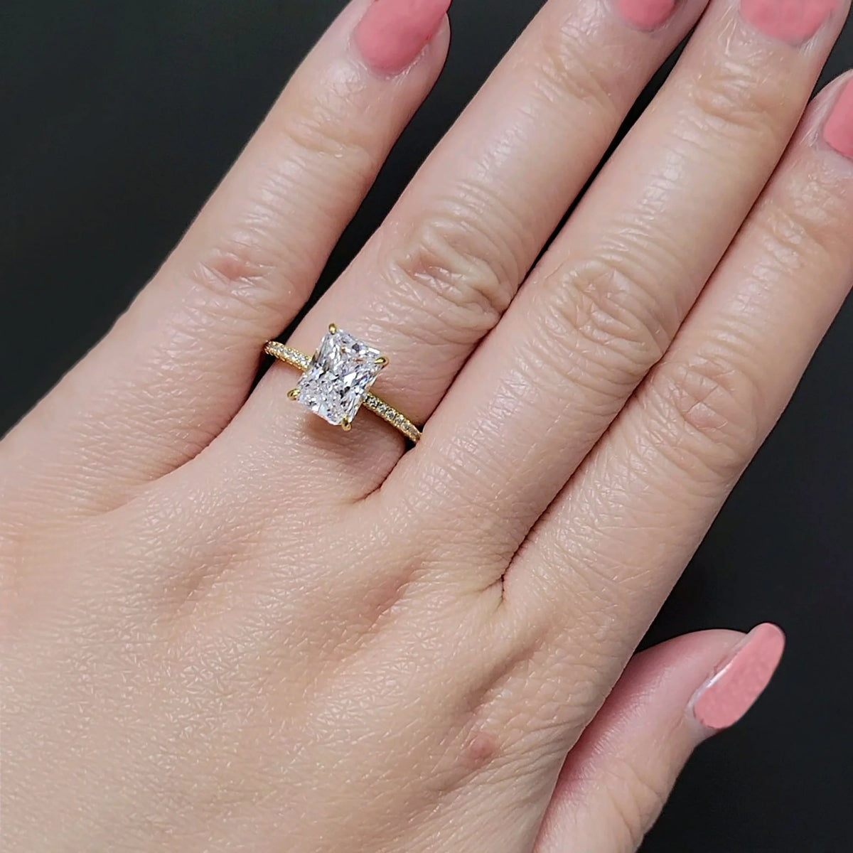 2ct Radiant Cut Moissanite Engagement Ring 14k Gold Wedding Ring Z90892