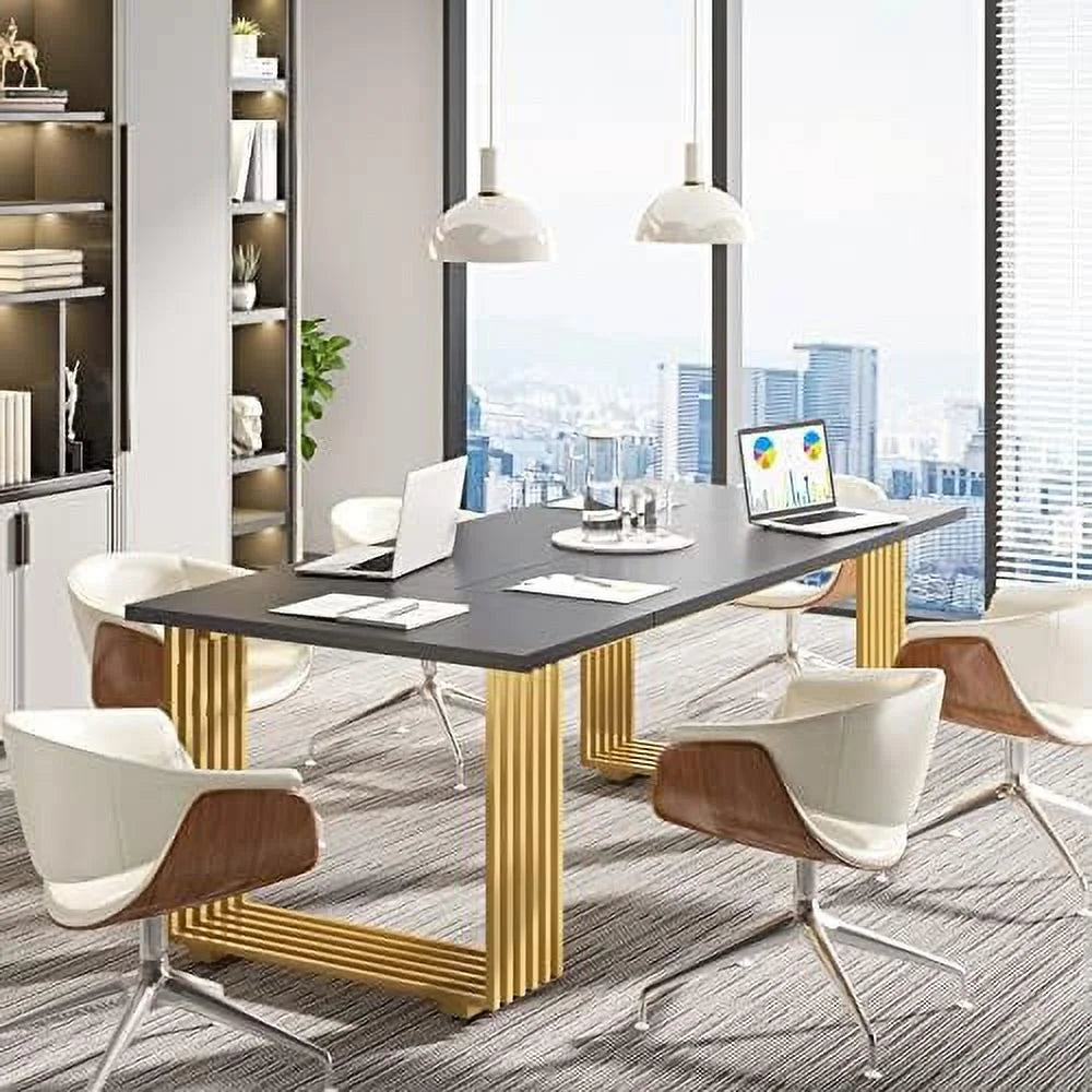 70.9" Wood Computer Desk with Black Metal Legs S967972
