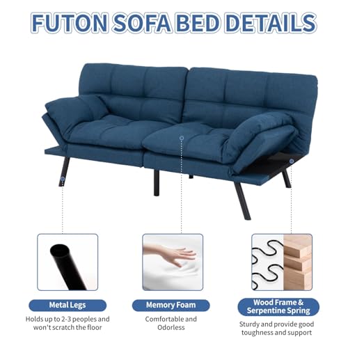 Black Faux Leather Futon Sofa Bed H352304