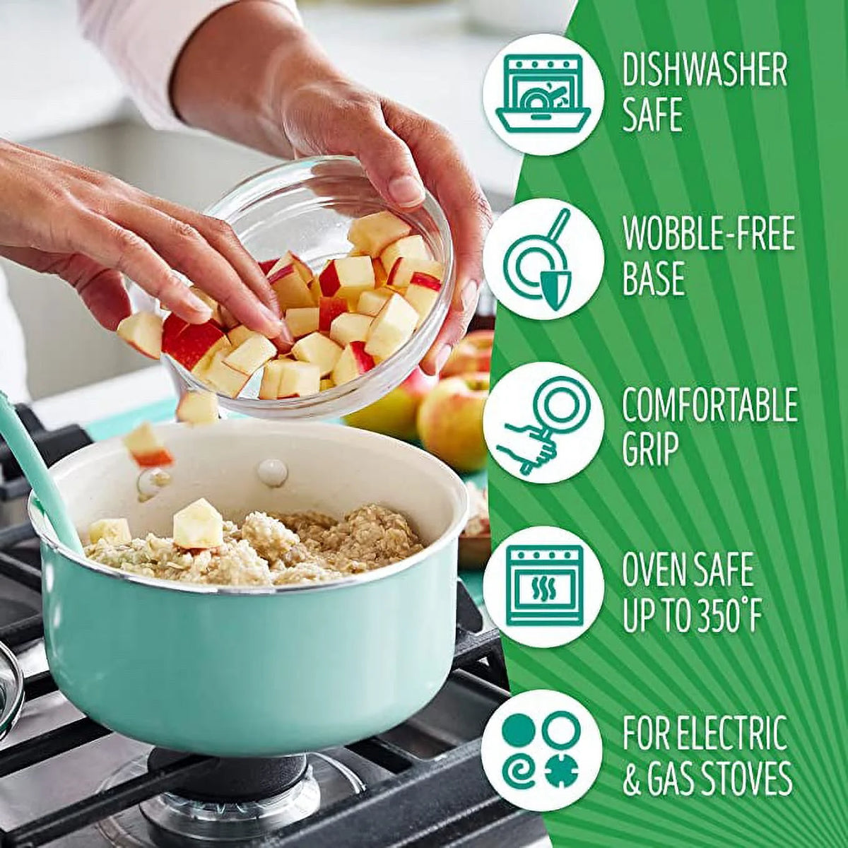 12-Piece Non-Stick Ceramic Cookware Set, Turquoise A91861