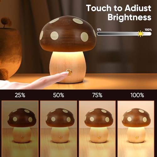 2 Pack Wood Mushroom Table Lamp V495