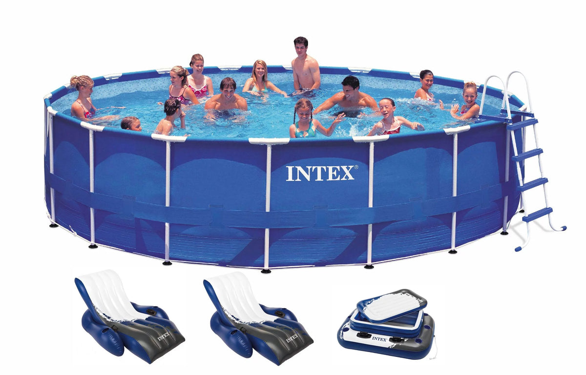 18ft x 48in Round Metal Frame Above Ground Swimming Pool Set with Pump N198