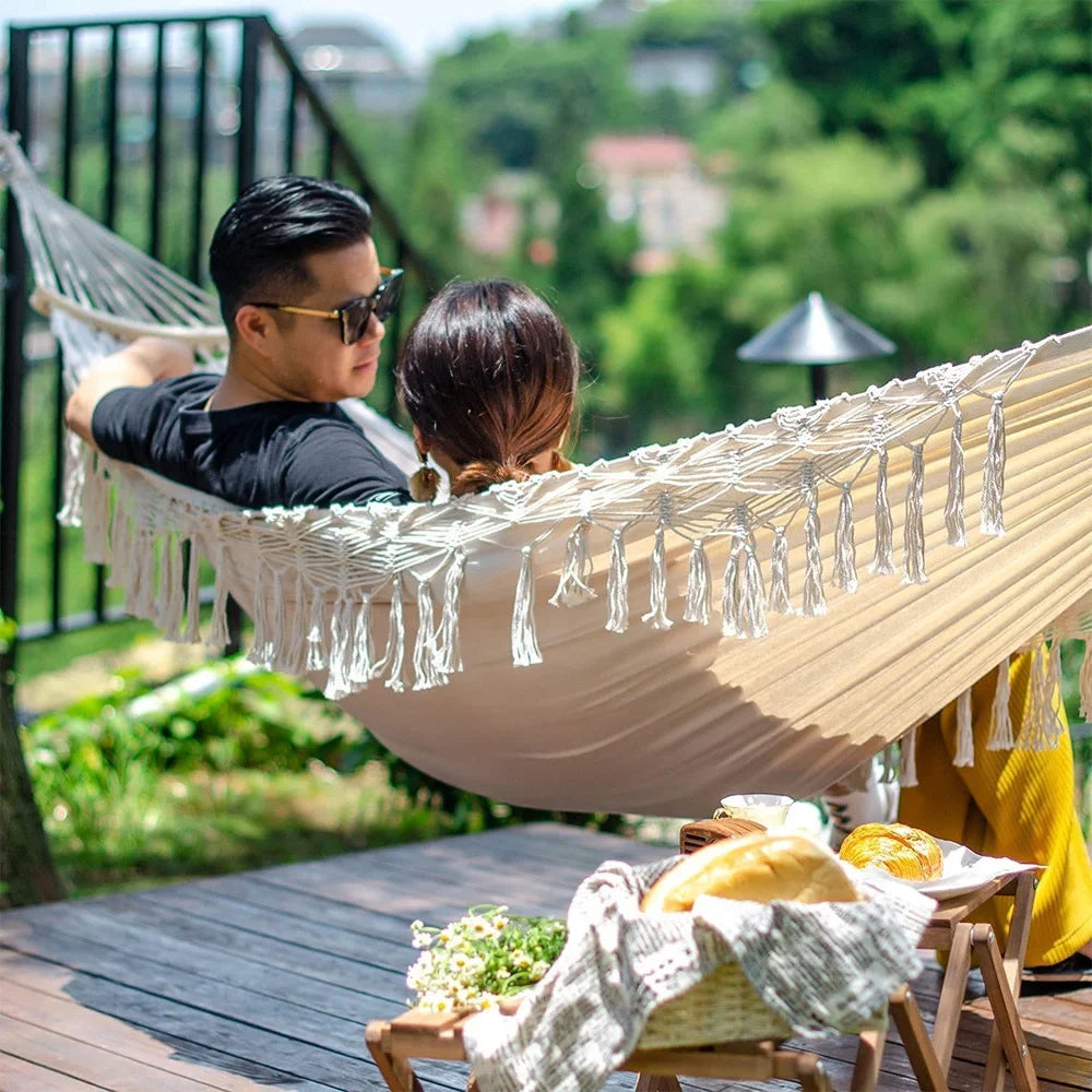 Double Macrame Hammock Swing Bed U543441