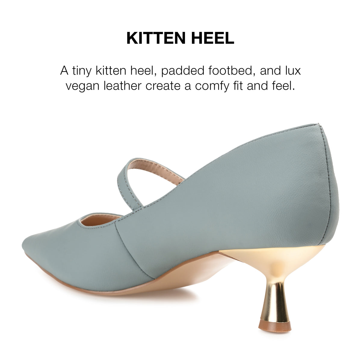 Pointed Toe Kitten Heel Mary Jane Pumps L354