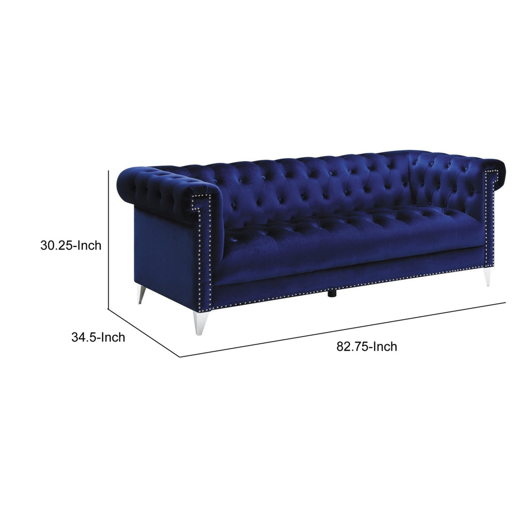 Blue Velvet Tuxedo Sofa G533