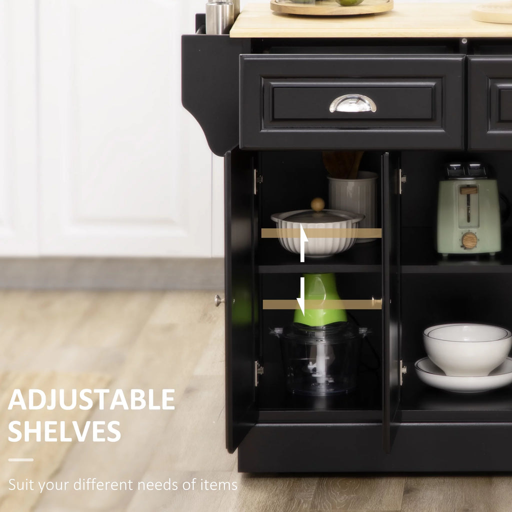 Kitchen Island on Wheels Black Storage Cabinet R45551