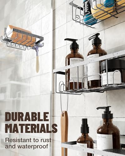 Black Adhesive Shower Caddy 6-Pack Y61935