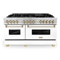 60 Inch Dual Fuel Range with White Matte Door and Gold Accents Z77588