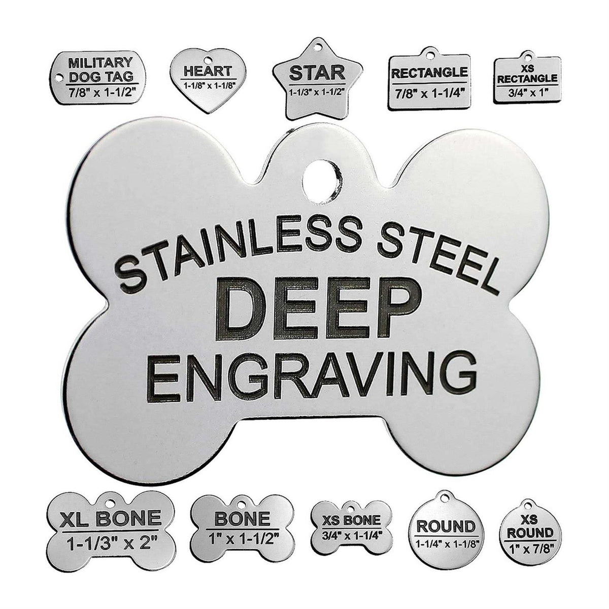Stainless Steel Custom Deep Engraved Pet ID Tags F562287