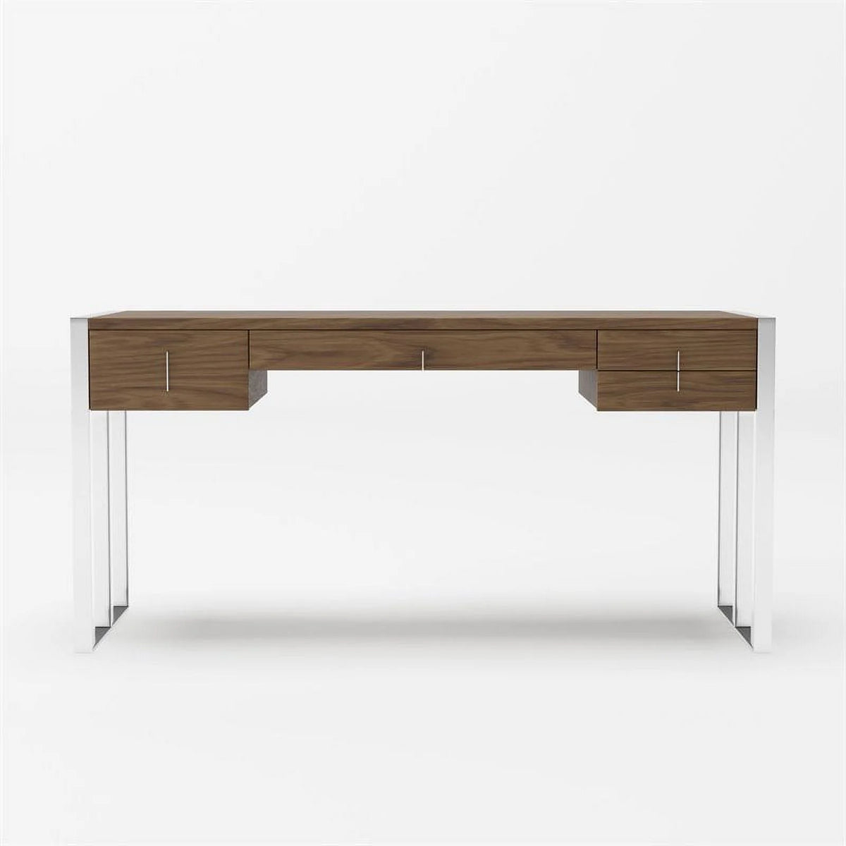 Walnut 4-Drawer Wood & Stainless Steel Desk A4615