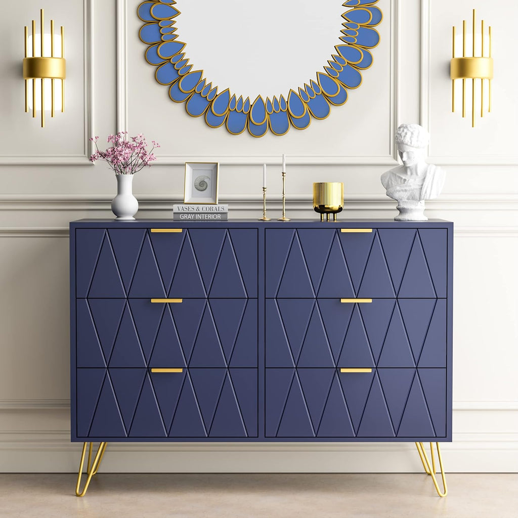 Navy Blue 6 Drawer Dresser P65349