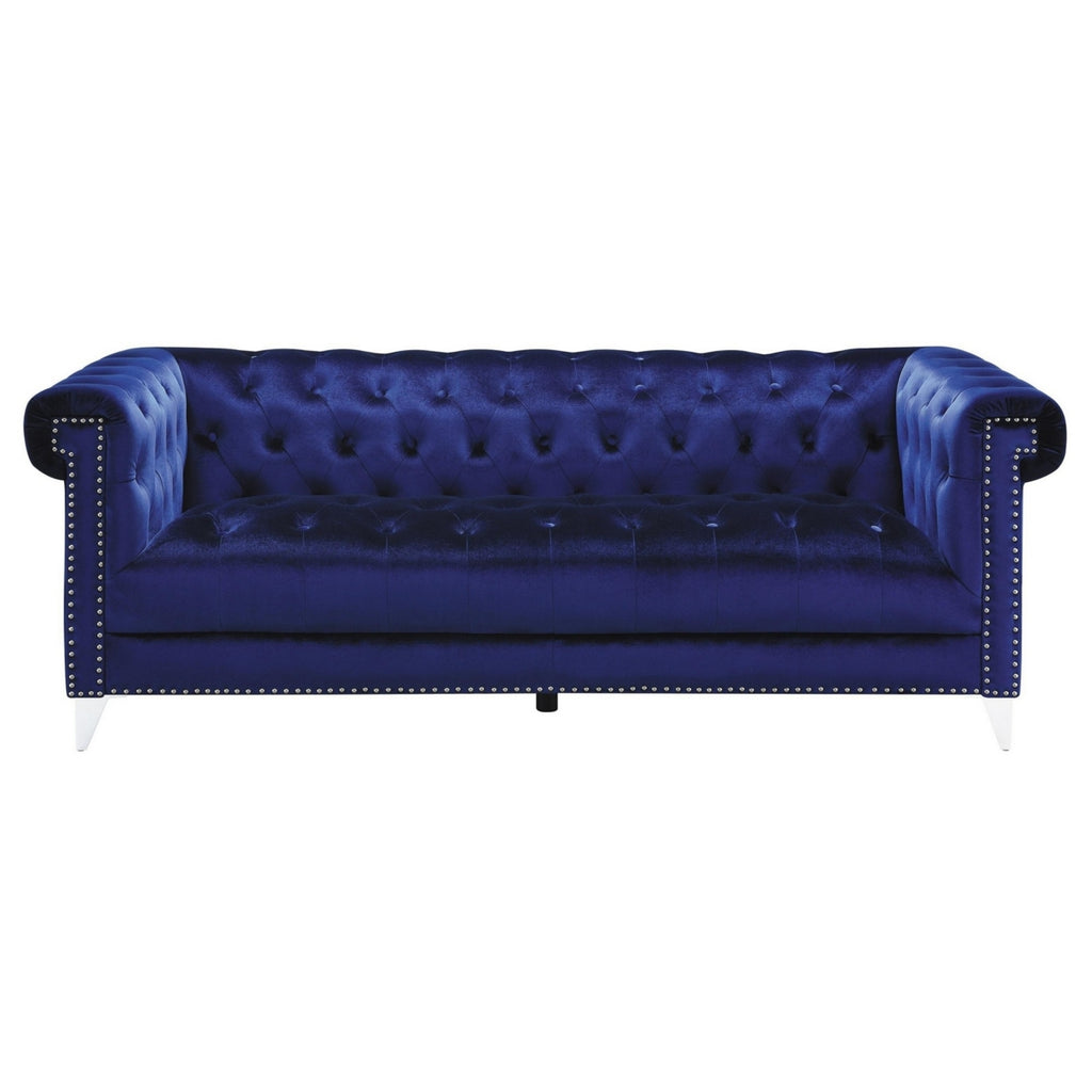 Blue Velvet Tuxedo Sofa G533