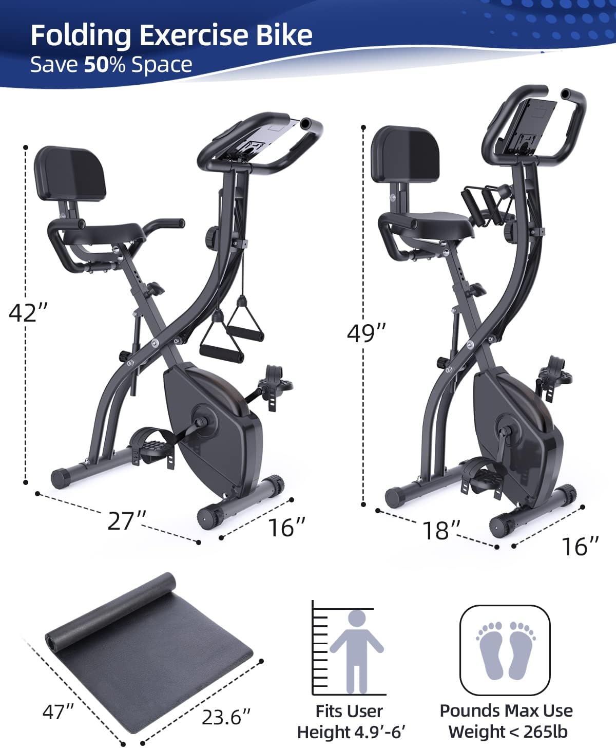 Folding Indoor Cycling Bike with 16 Level Magnetic Resistance J83804