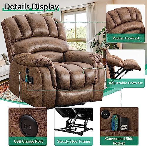 Large Dual Motor Lay Flat Lift Recliner Chair with Heat & Massage Y978